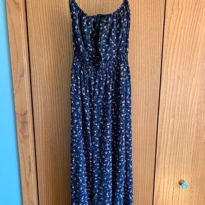 strapless floral jumpsuit